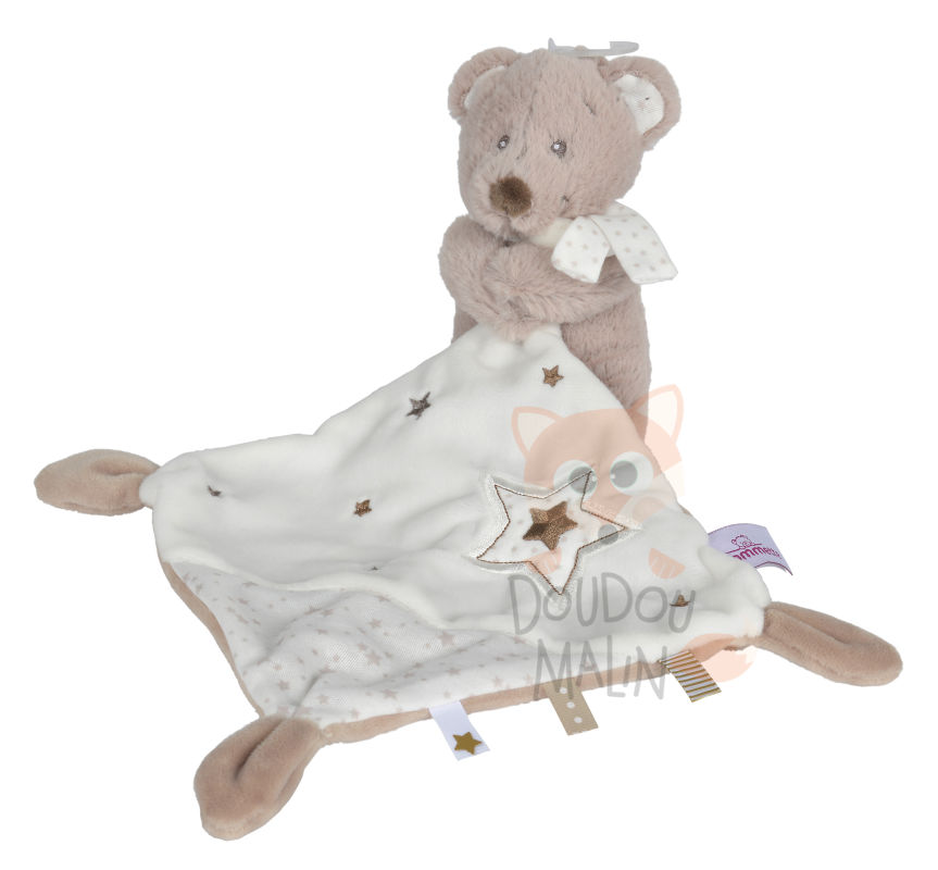  baby comforter bear beige white grey star 